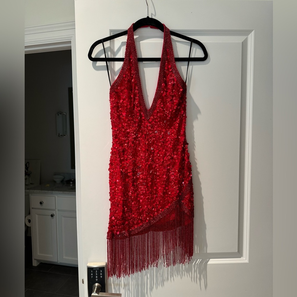 NBD sequin red dress